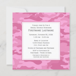 Rosa kamouflage bröllopsfest eller förlovningsfest inbjudningar