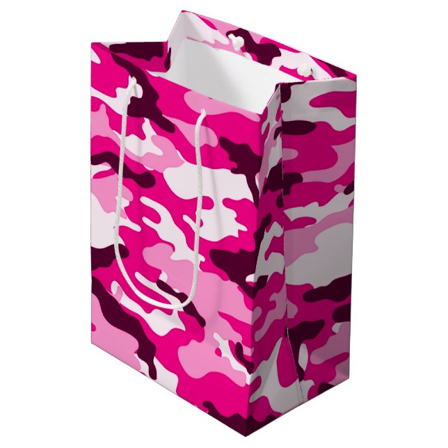 Rosa kamouflage Gift Bag (Framsidan Vinklad)