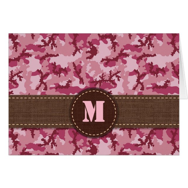 Rosa kamouflage hälsningskort (Framsidan Horizontal)