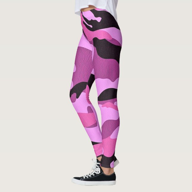 Rosa kamouflage Kamouflage Mönster Militär Leggings (Vänster)