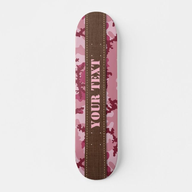 Rosa kamouflage mini skateboard bräda 18,5 cm (Framsida)