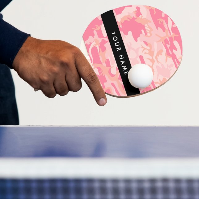 Rosa kamouflage mönster, Ditt namn, Personlig Pingisracket (Insitu)