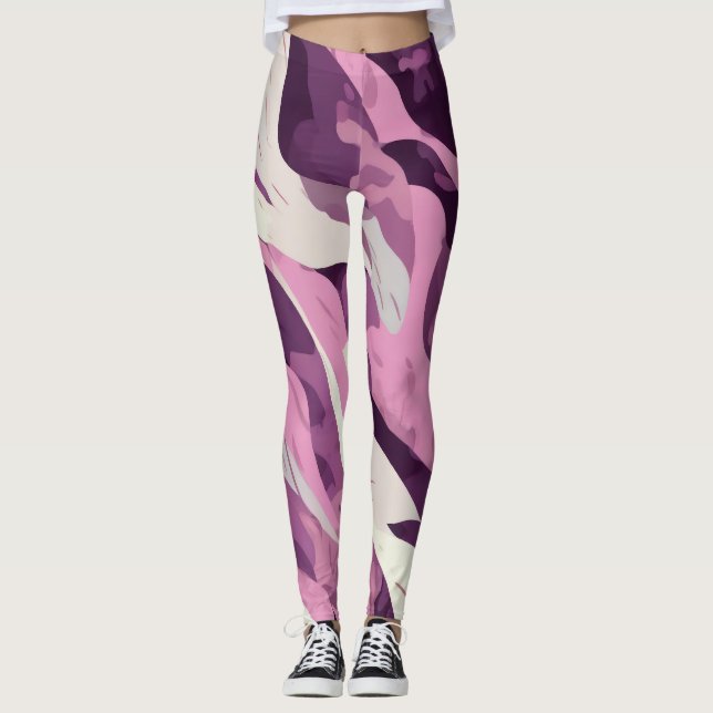 Rosa kamouflage mönster leggings (Framsida)