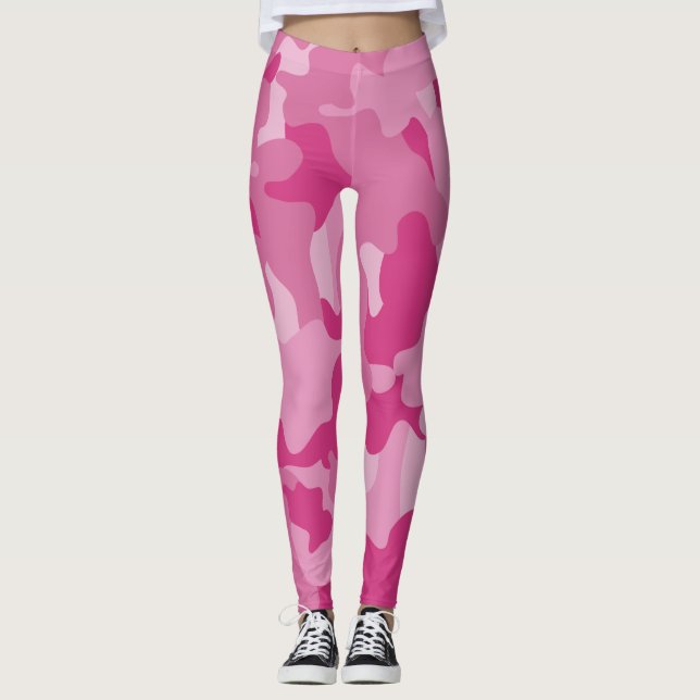 Rosa kamouflage-mönster leggings (Framsida)
