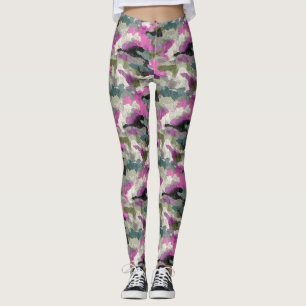 Rosa kamouflage-mönstrade leggings