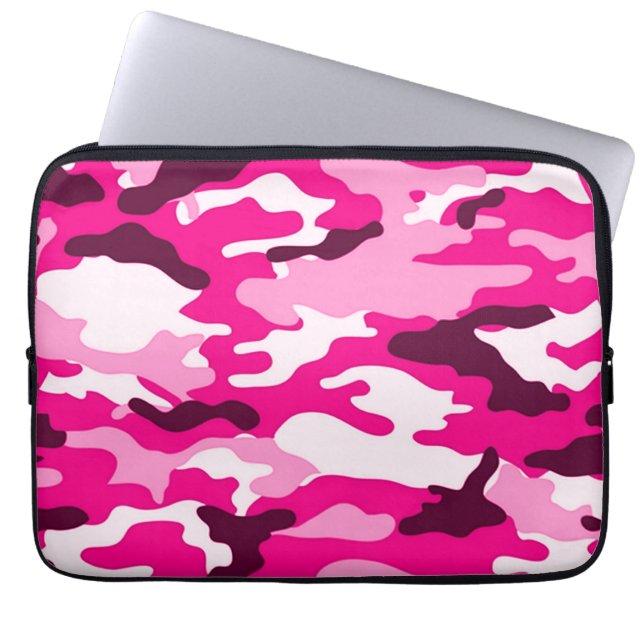 Rosa kamouflage| Neoprene Laptop sleeve (Framsidan)