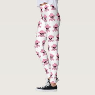 Rosa Kamouflage Skull och benbalar Leggings