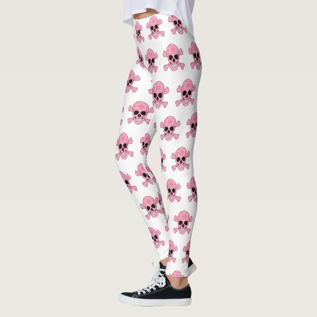 Rosa Kamouflage Skull och benbalar Leggings (Vänster)