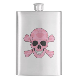 Rosa Kamouflage Skull och krosben Fickplunta