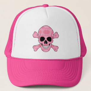 Rosa Kamouflage Skull och krosben Hat Truckerkeps