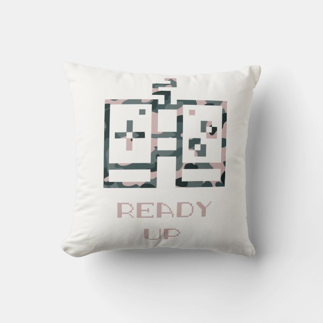 Rosa kamouflage spelkontroll redo spelare kudde (Framsida)