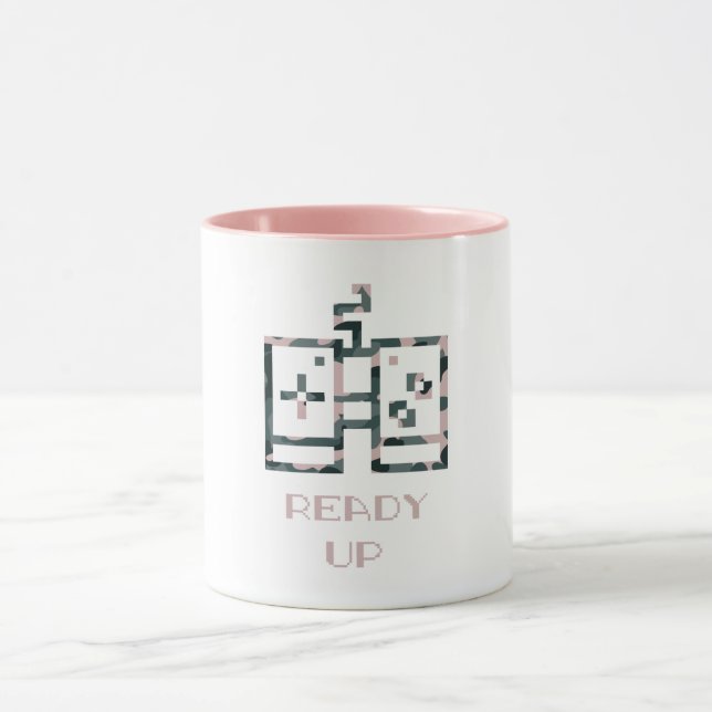 Rosa kamouflage spelkontroll redo upp gamer mugg (Center)
