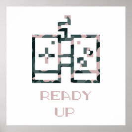 Rosa kamouflage spelkontroll redo upp spelare poster