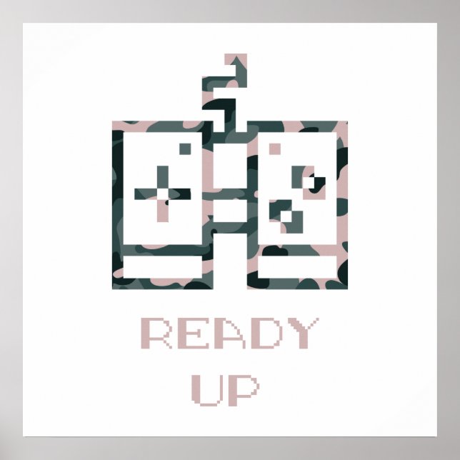 Rosa kamouflage spelkontroll redo upp spelare poster (Framsidan)