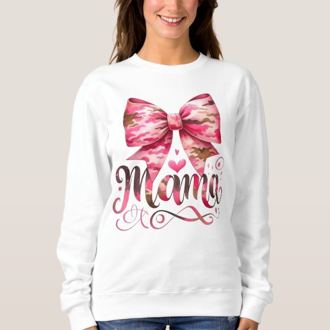 Rosa kamouflagebåge Mama Script-design T Shirt (Framsida)