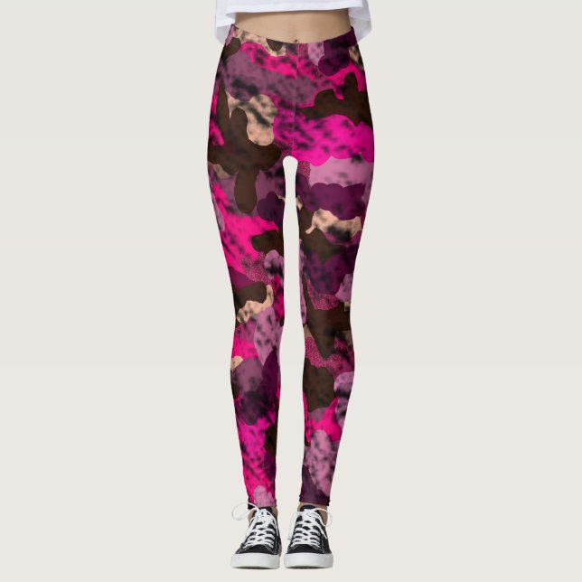 Rosa kamouflageleggings leggings (Framsida)