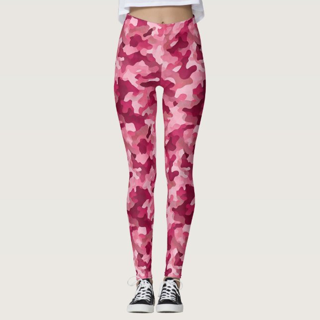 Rosa kamouflageprintade leggings (Framsida)
