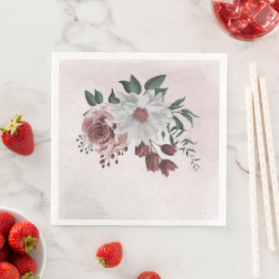rosa kanel ro, den vita blommigten bröllop pappersservett