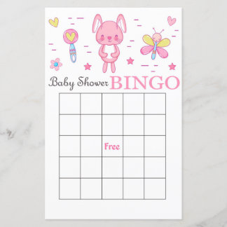 Rosa kanin baby shower bingo-kort