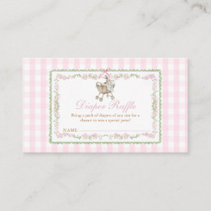 Rosa kanin baby shower randig blöja lotteri tilläggskort