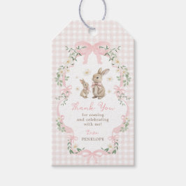 Rosa kanin-babyflicka-babyshower tackkort presentetikett