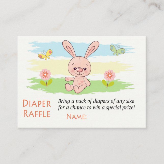 Rosa kanin Diaper Raffle Biljett (Framsida)