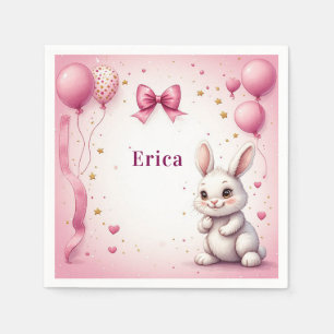 Rosa kanin födelsedagsballong 🐰 pappersservett