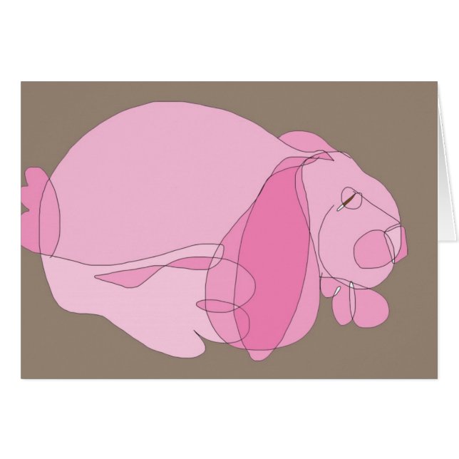 Rosa kanin hälsningskort (Framsidan Horizontal)