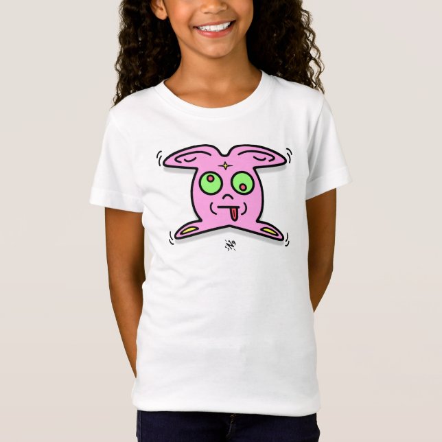 Rosa kanin-sak Cute konstig varelse T Shirt (Framsida)