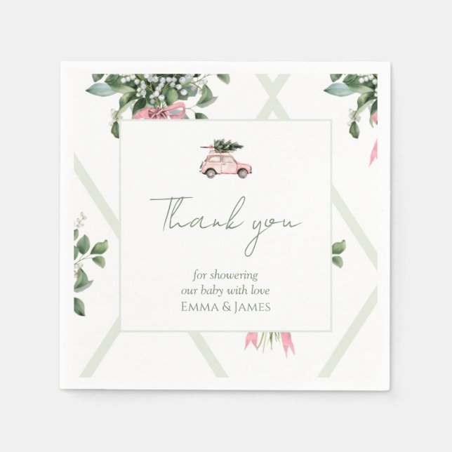 Rosa Kar & Träd Vattenskärtskockor Pappersservett (Framsidan)