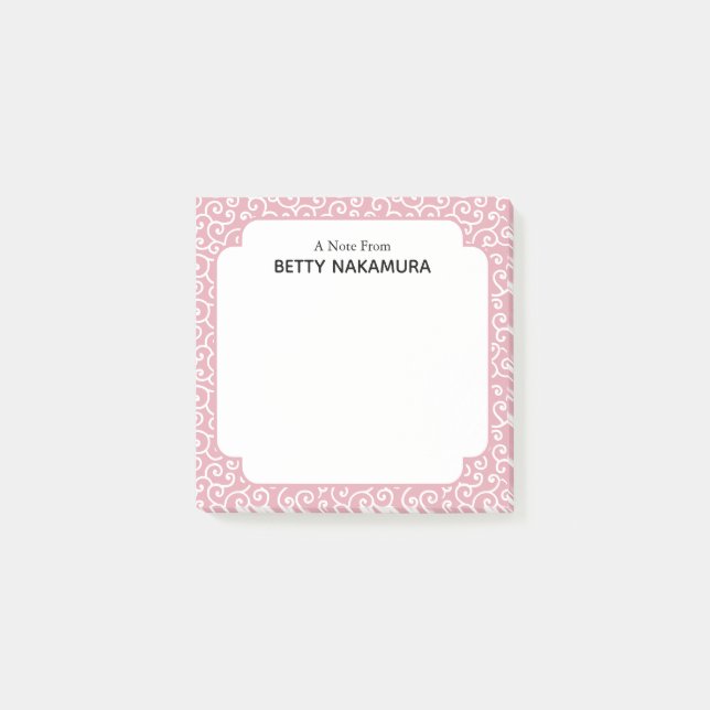 Rosa Karakusa Japansk vinjur Mönster Post-it Block (Framsida)
