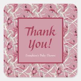 Rosa Kardinal Baby Shower Tack Fyrkantigt Klistermärke