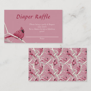 Rosa Kardinal Bird Shower Diaper Raffle Tilläggskort