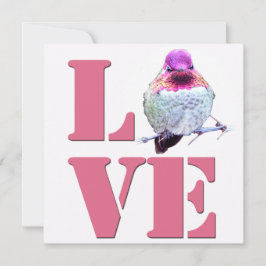 Rosa KÄRLEK Anna's Hummingbird Photo Flat Card Anteckningskort
