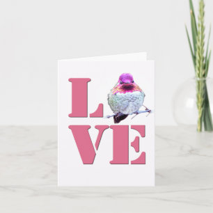 Rosa KÄRLEK Anna's Hummingbird Photo Note Card Anteckningskort