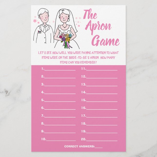 ROSA KÄRLEK APRON SHOWER GAME CARD FLYER (Framsidan)