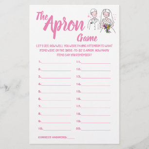 ROSA KÄRLEK APRON SHOWER GAME CARD FLYGBLAD