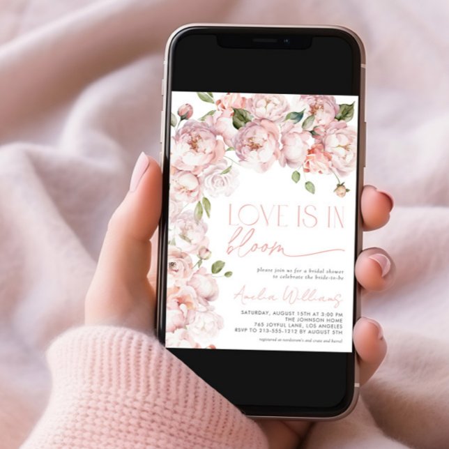  Rosa Kärlek är i Möhippan Bloom Blommigt Inbjudningar (Skapare uppladdad)