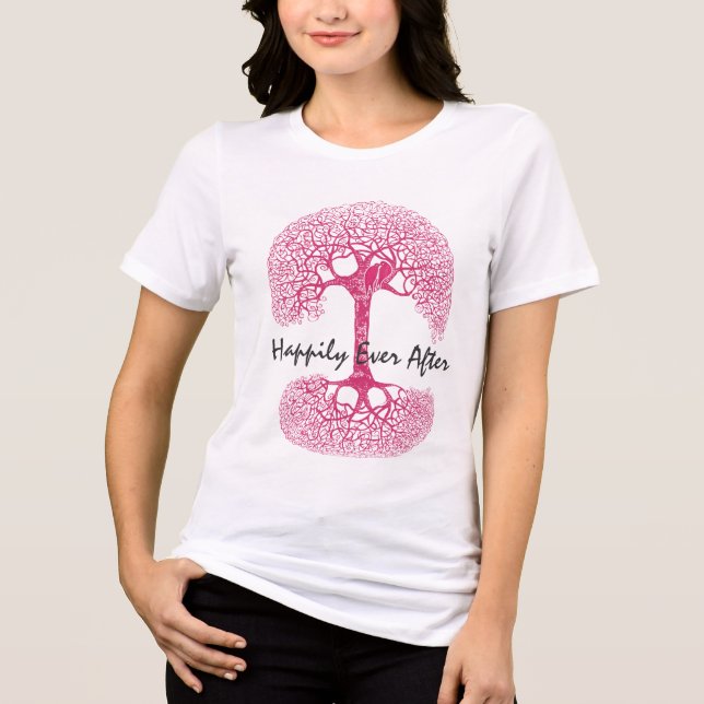 Rosa Kärlek Brids lyckligtvis allt efter att ha Br T-shirt (Framsida)