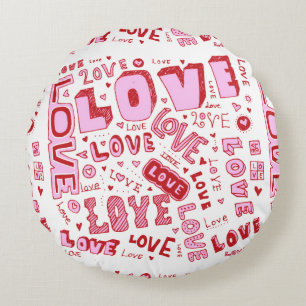 Rosa Kärlek Cushion Rund Kudde
