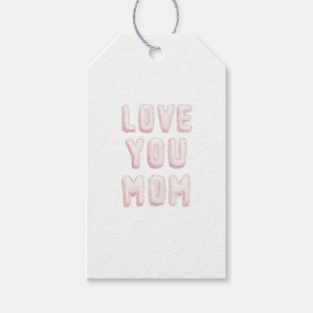 Rosa kärlek du mamma mors dag presentetikett (Framsidan)