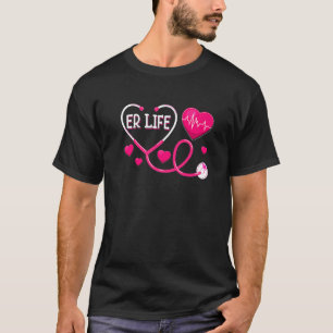 Rosa Kärlek ER Life Heartslag Doktor Nurse Hospice T Shirt