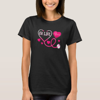 Rosa Kärlek ER Liv Hjärtbeat Läkare Sjuksköterska T Shirt