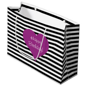 Rosa Kärlek Heart Black & White Stripe Mönster Tex