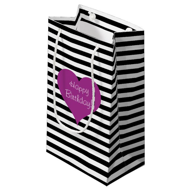 Rosa Kärlek Heart Black & White Stripe Mönster Tex (Framsidan Vinklad)