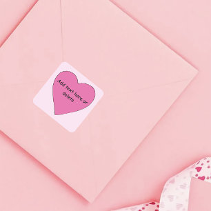 Rosa Kärlek Heart Fyrkantigt Klistermärke