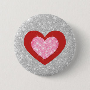 Rosa Kärlek Heart Knapp