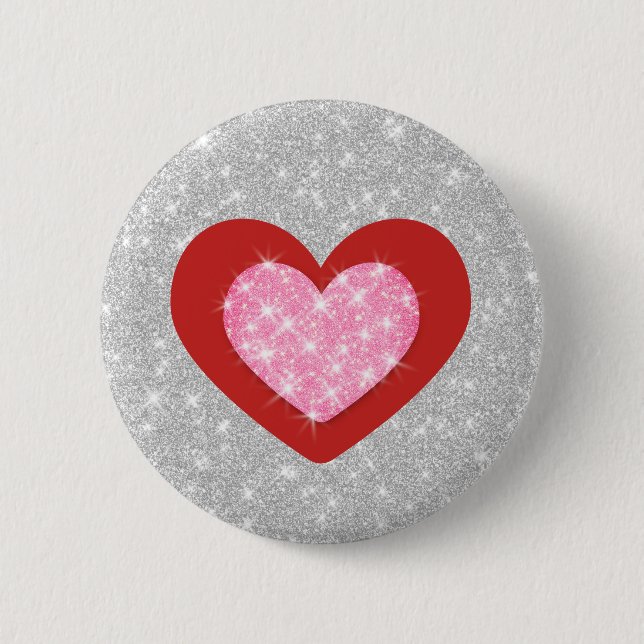 Rosa Kärlek Heart Knapp (Framsida)