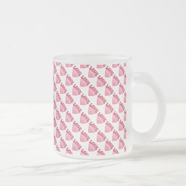 Rosa Kärlek Heart Mönster Frostad Glasmugg (Höger)