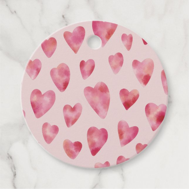 Rosa Kärlek Heart Mönster Gåvor Etiketter (Framsida)